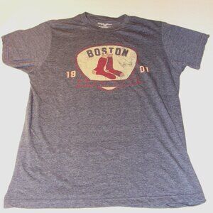 Boston Red Sox Shirt Mens Blue Gray Short Sleeve Wright & Ditson Size Small